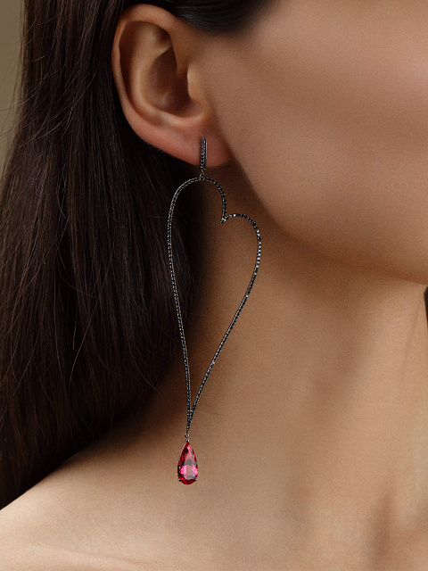 Black Gold Tourmaline & Diamond Earrings, 2