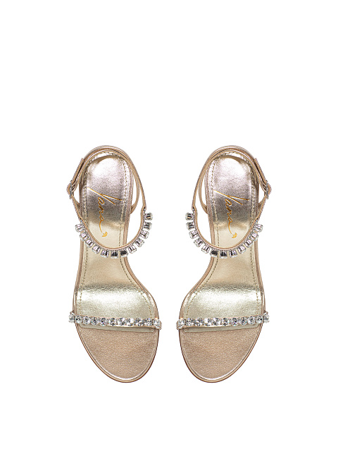 Bronze Leather Sandals With Rhinestones, 4 Bronze Leather Sandals With Rhinestones, 4