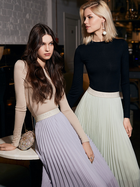 Lilac Pleated Asymmetric Midi Skirt, 4