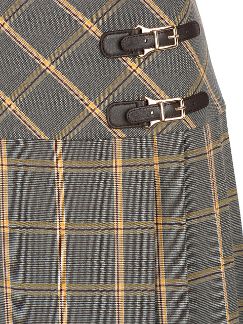 Grey & Beige Checked Pleated Midi Skirt, 4 Grey & Beige Checked Pleated Midi Skirt, 4