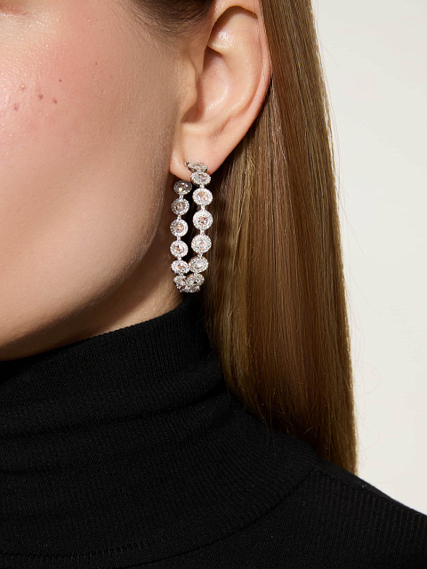 White gold hoops with Rose Cut diamonds, 2