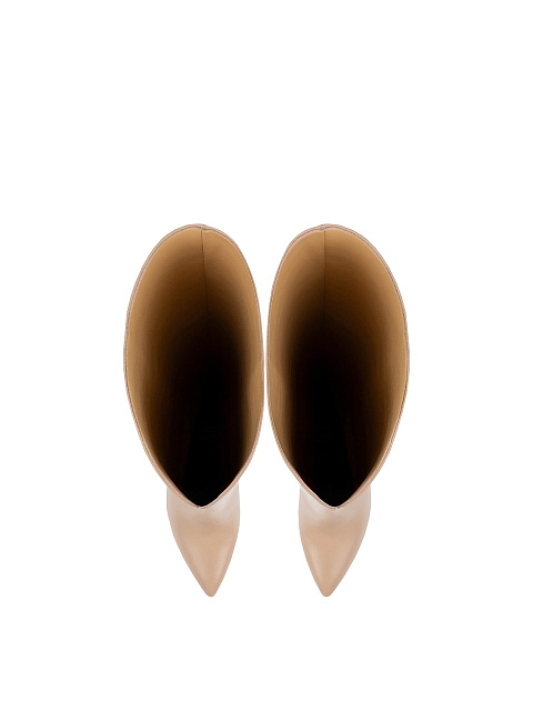 Light Pink Leather High Heel Boots, 4