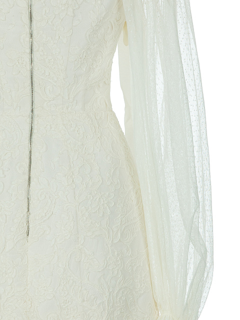 White Lace Open Shoulder Mini Dress, 3