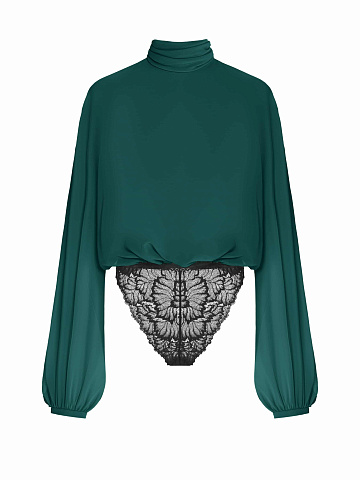 Green lace bodysuit blouse, 1