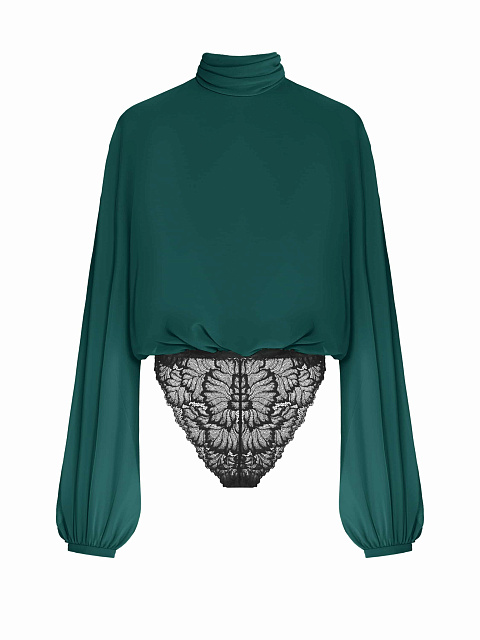 Green lace bodysuit blouse, 1 Green lace bodysuit blouse, 1