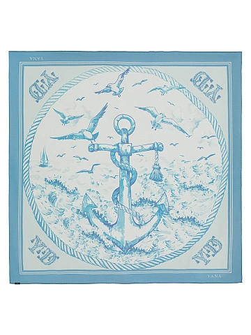 White and blue silk scarf with anchor, 1