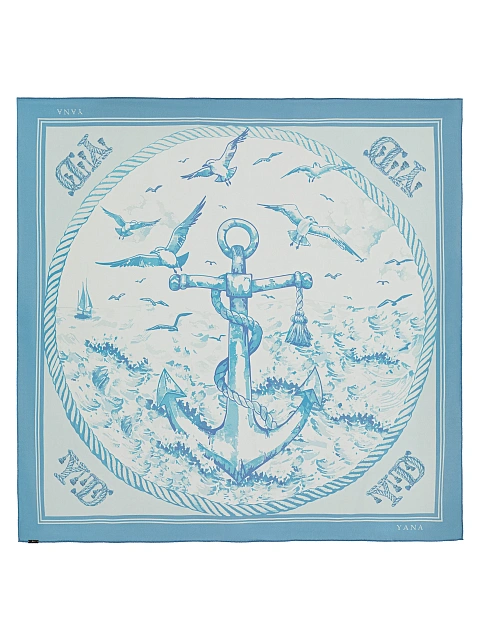 White and blue silk scarf with anchor, 1