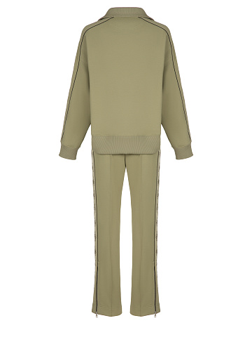 Olive Green Embroidered Jersey Suit, 2