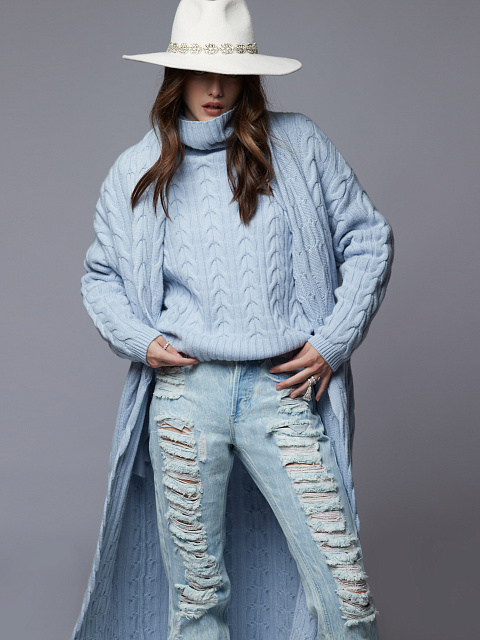 Light Blue Distressed Slim Jeans, 4 Light Blue Distressed Slim Jeans, 4