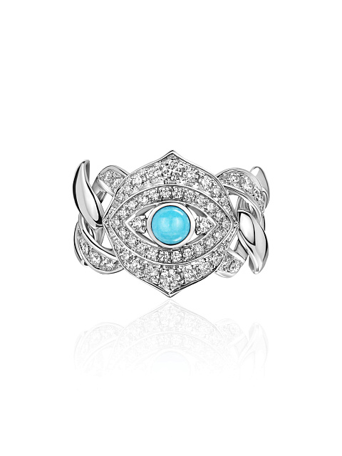 Ring with Arizona turquoise and diamonds, 1