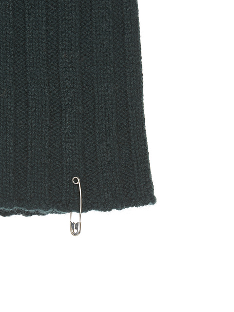 Dark Green Cashmere Safety Pin Beanie, 2