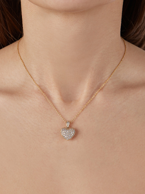 Round Diamond & Gold "Heart" Necklace, 2