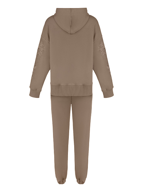 Dragons Embroidered Cocoa Jersey Suit, 2 Dragons Embroidered Cocoa Jersey Suit, 2