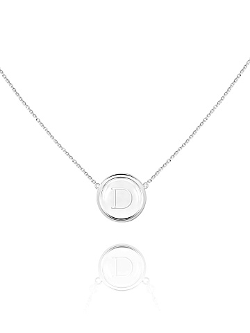 White Gold & Rock Crystal Letter "D" Necklace, 1