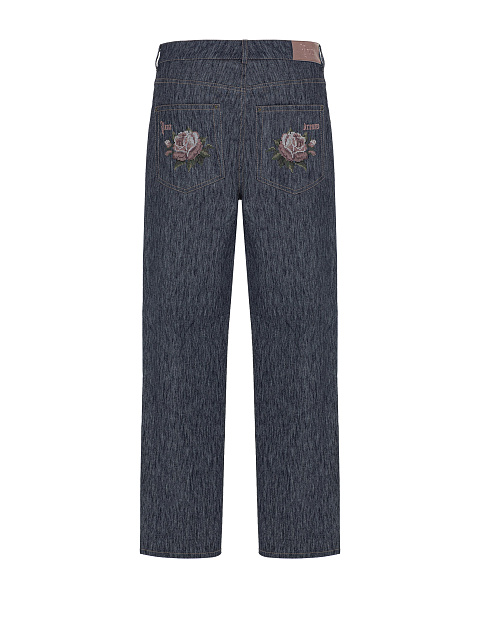 Blue Boyfriend Jeans With Embroidery On Pockets, 1