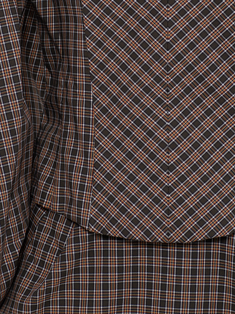 Brown checked set of a top and a mini skirt, 4