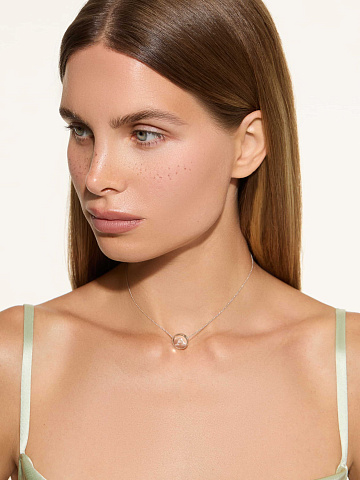 White Gold & Rock Crystal Letter "A" Necklace, 2