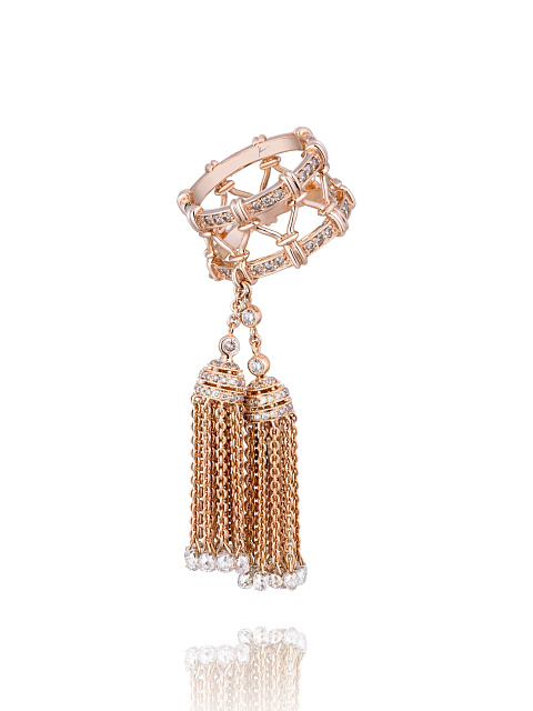Rose Gold Diamond Tassel Ring, 1