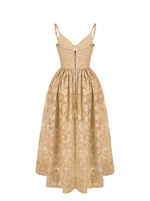 Beige Organza Midi Dress, 2