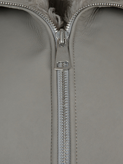 Grey Embroidered Shearling Vest, 3