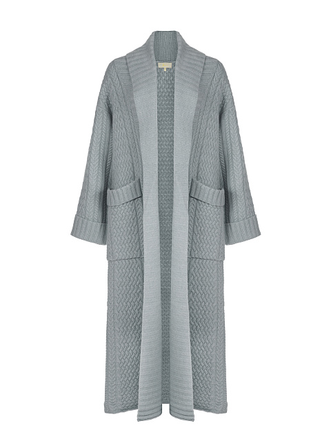 Grey Merino Wool & Cashmere Knitted Coat, 3
