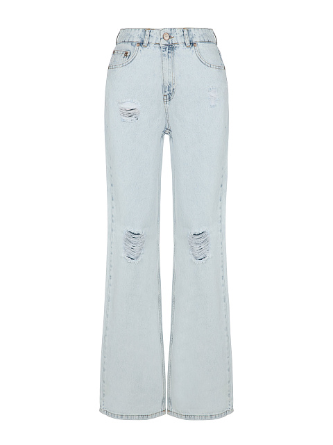 Distressed Blue Cotton Jeans, 1