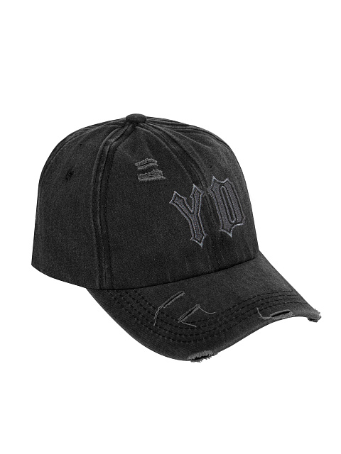 Dark Grey Denim "YD" Embroidered Cap, 1 Dark Grey Denim "YD" Embroidered Cap, 1