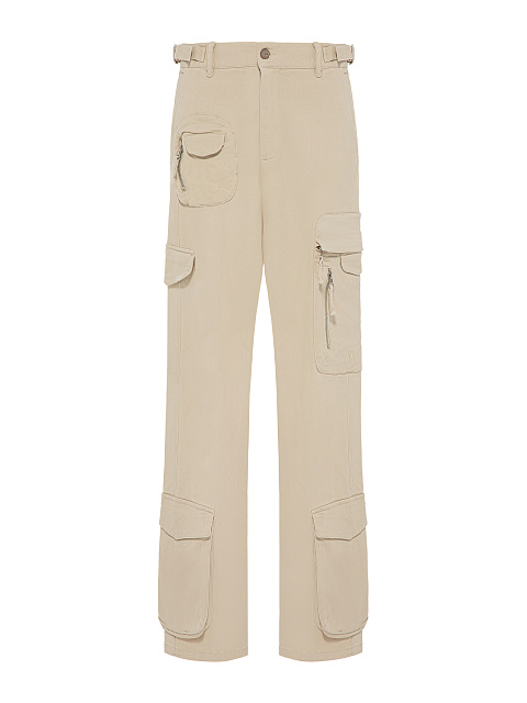 Beige Cotton Cargo Pants, 1