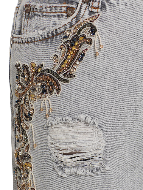 Distressed Light Grey Cotton Jeans, 3 Distressed Light Grey Cotton Jeans, 3