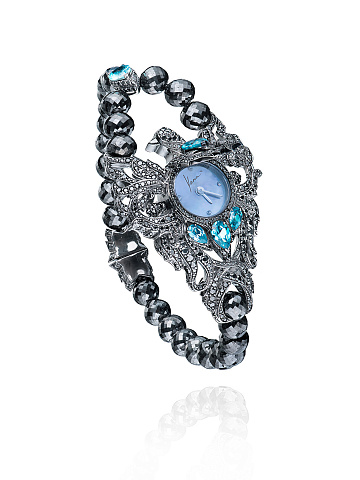 Blackened gold watch with black diamonds and zircons, 2