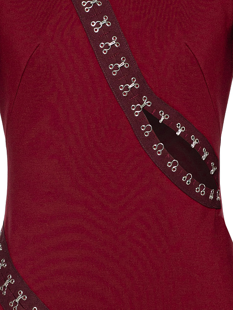 Bordeaux Cut Out Jersey Midi Dress, 4