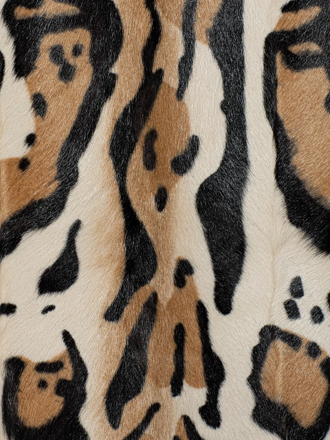 Grey Denim & Printed Goat Fur Vest, 4