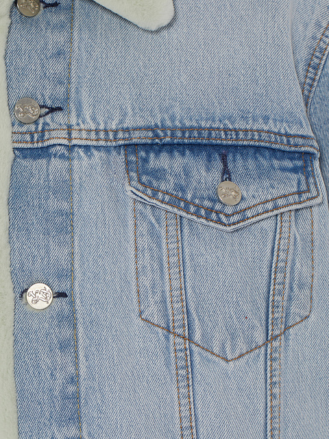 Light Blue Denim & Sheared Mink Fur Jacket, 3