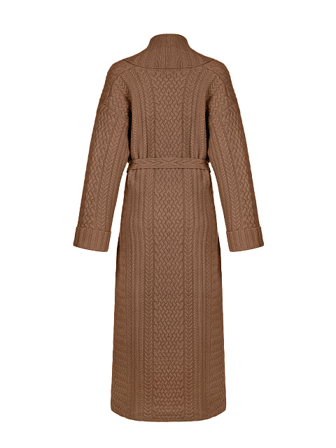 Brown Merino Wool & Cashmere Knitted Coat, 6