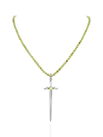 Silver & Chrysoprase Sword Necklace, 1
