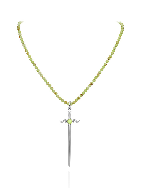 Silver & Chrysoprase Sword Necklace, 1 Silver & Chrysoprase Sword Necklace, 1