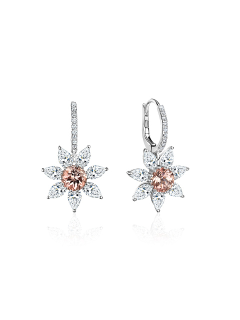 Earrings with morganite and diamonds, 1 Earrings with morganite and diamonds, 1