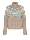 Свитер бежевый с геометрическим рисунком, вышивка жемчуг и кристаллы Свитер бежевый с геометрическим рисунком, вышивка жемчуг и кристаллы