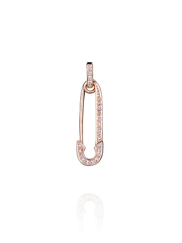 Safety-pin-shaped pendant in rose gold with diamonds, 2