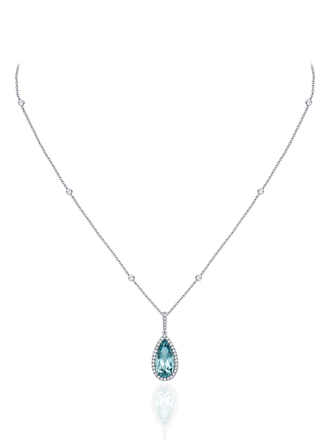 White Gold, Diamonds & Aquamarine Necklace, 1
