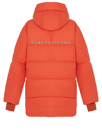 Red Unisex Hooded Puffer Jacket, 2