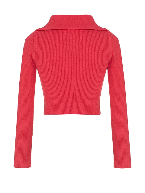 Red cropped zip cardigan, 2