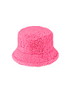 Розовая панама из эко-меха с вышивкой LY