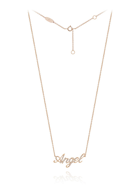 Necklace with “Angel” pendant in rose gold with diamonds, 1
