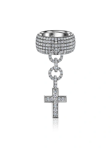 White Gold & Diamonds "Cross" Ring, 1