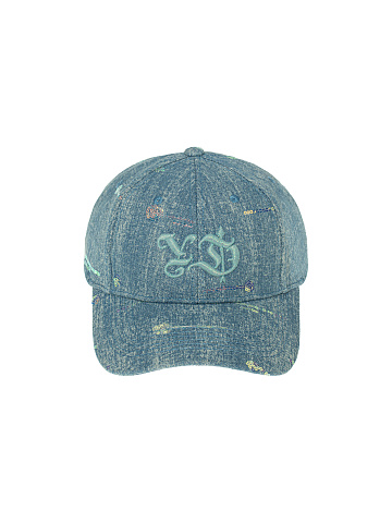 Light Blue YD Embroidered Sequinsed Denim Cap, 2