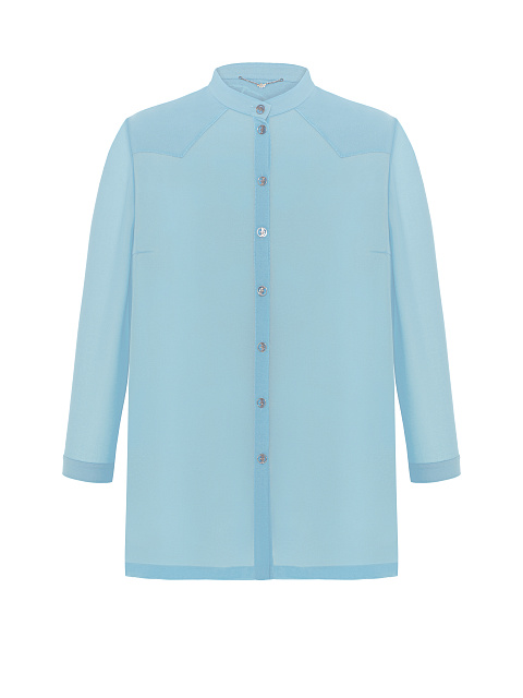 Light Blue Embroidered Chiffon Shirt, 1