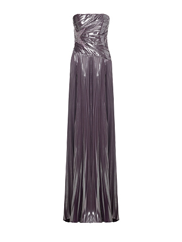Purple Maxi Dress With Silver Plating And Rhinestones, 1