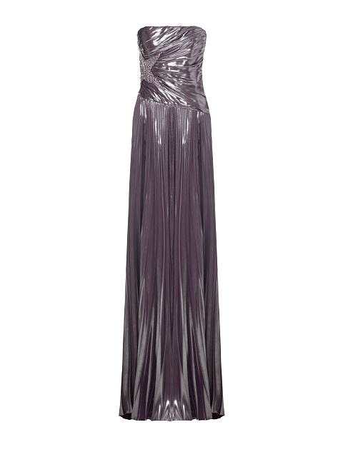 Purple Maxi Dress With Silver Plating And Rhinestones, 1