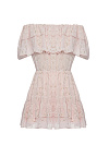 Светло-розовое шифоновое платье-мини с открытыми плечами